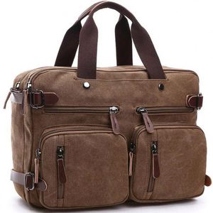Free sample Canvas Messenger <b>Backpack</b> <b>Convertible</b> Bag Laptop Messenger Bags Shoulder <b>Backpack</b> Handbag Multipurpose Business - Product Image 5