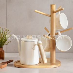 Bamboo Creative Draining Rack Oval Natural Wood Color Hanging <b>Kitchen</b> Sundries Storage Organizer - Product Image 3
