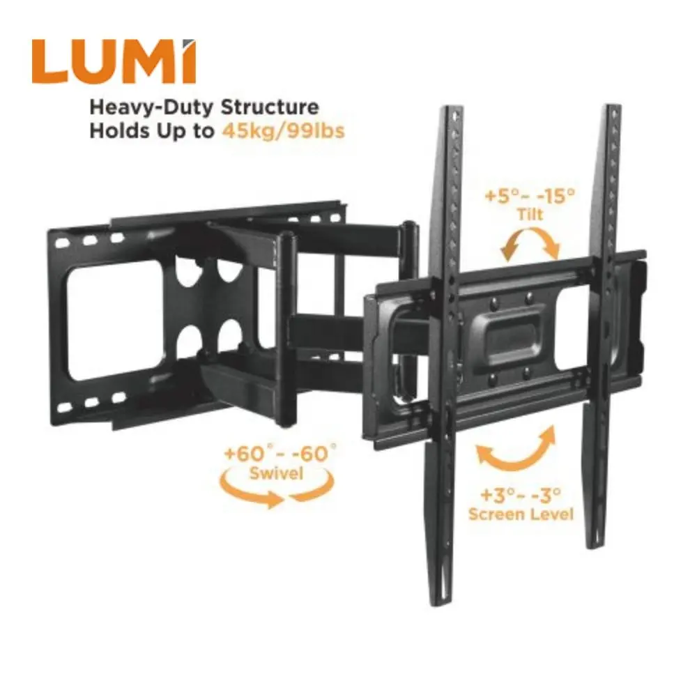 LUMI, gran oferta, soporte de TV de movimiento completo inclinable de acero resistente, soporte de montaje en pared para TV |