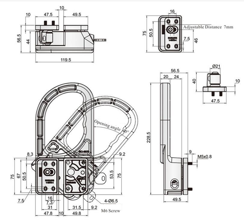 FS7152 sk1-606 Side door compression door handle Small medical testing box tightening door latch
