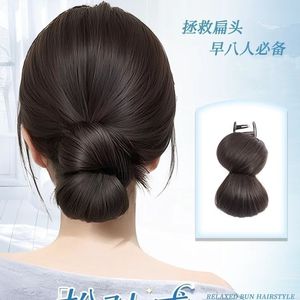 Postizo de moño bajo con clip, moño plano de pelo sintético para mujer, peluca rápida para peinado, extensión de cabello voluminoso para la parte trasera de la cabeza - Product Image 4
