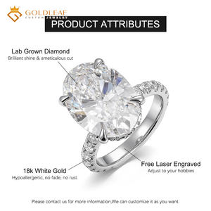 Anillo de Lujo Chapado en Oro de 18K con Diamante Cultivado en Laboratorio Goldleaf, Corte Ovalado, para Mujer, Certificado IGI - Product Image 3