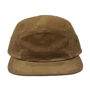 Fabricante diseño personalizado plata 3M impresión reflectante liso camping sombrero no estructurado cera lienzo algodón 5 paneles campamento gorra