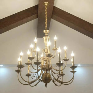 Lámpara colgante Lustres de cadena larga, luces de araña de cobre de tres capas, decoración para comedor, vestíbulo, luz colgante <span class=keywords><strong>Galler</strong></span> - Product Image 3