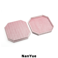 Boîte d'emballage à bijoux en velours, plateau de présentation octogonal pour bijoux, organisateur de bagues, logo personnalisé pour magasin de bijoux, comptoir de vente au détail, vitrine