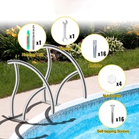 Rampe de piscine 30x30 en acier inoxydable 304, capacité de charge 375 lbs, compatible avec les filtres et nettoyeurs, pour escaliers et échelles