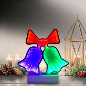 3D Acrylic Bell Neon Signs Mirror LED <b>Light</b> with Red Bow-Eco-Friendly Factory Christmas Tabletop Decor <b>for</b> <b>Home</b> Bedroom Party - Product Image 5