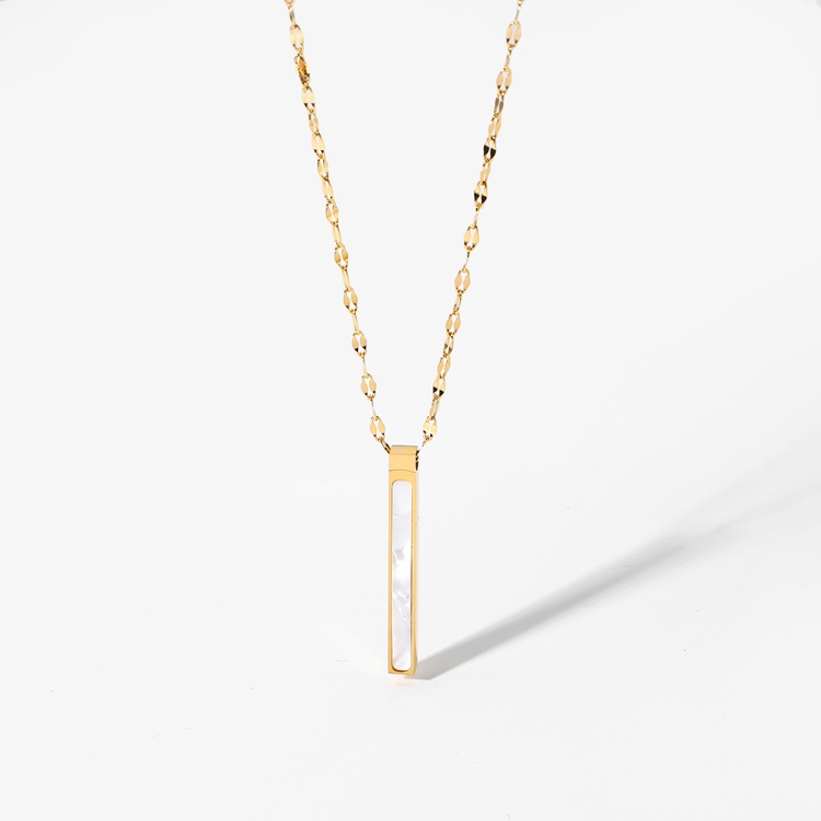 White Slender Rectangular Necklace