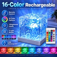 Lampe d'ambiance à effet d'ondulation de l'eau, 16 couleurs RGB, rechargeable par USB, télécommande tactile, lumière de nuit LED, maison intelligente