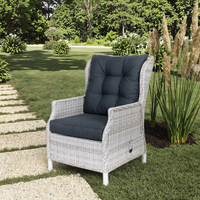 Joyeleisure Outdoor-Gartenmöbel-Set: Rattan-Liegestuhl mit Metall-Couchtisch für Hotels und Bauernhäuser