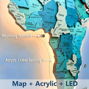 Gran Mapa del Mundo Moderno de <span class=keywords><strong>Madera</strong></span> para Pared, Decoración 3D para el Hogar, Regalo para Entusiastas de los Viajes con Luces LED - Product Image 2