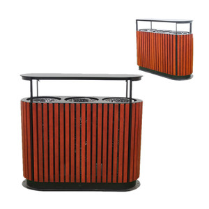 big outdoor classified dustbin garden park waste garbage bin commercial wooden 3 compartment trash can