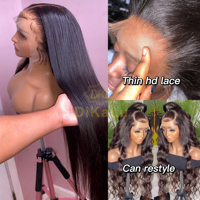 Perruques en Cheveux Humains Vierges Remy Blonds de Haute Qualité à Prix Abordable, 100% Cheveux Humains, Dentelle Transparente HD, Sans Colle, Petite Ondulation Naturelle