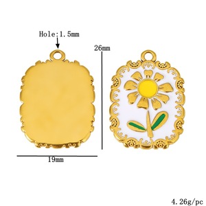 Colgante de Acero Inoxidable con Forma de Corazón de Margarita y Rosa, Pétalo de Flor Esmaltado, Accesorios de Joyería DIY al por Mayor - Product Image 2