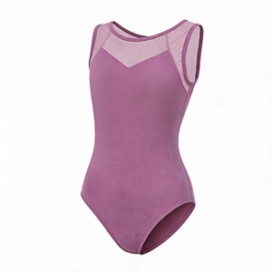 Justaucorps de ballet sans manches pour femme, avec empiècements en maille, taille élastique en spandex, extensible, pour entraînement, gymnastique et spectacle - Product Image 4