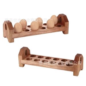 Étagère de rangement pour œufs en bois, multi-niveaux, empilable, en bois massif, organisateur de comptoir de cuisine - Product Image 3