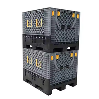 Boîte de rangement empilable pliable en plastique pour conteneur de transport de marchandises et d'équipement
