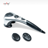 Martillo de masaje de vibración de cuerpo completo LICHANG, masajeador de percusión trasera de mano de doble cabeza, palo de grifo de doble cabeza con calefacción