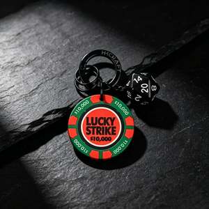 Llavero de cerámica y metal con forma de ficha de póker de la suerte, recuerdo de <span class=keywords><strong>casino</strong></span>, <span class=keywords><strong>dados</strong></span>, ligero, venta al por mayor - Product Image 3