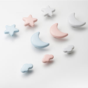 مقابض درج سيراميك نصف قمر نجمة سحابة شكل حيوان كارتون لطيف خزانة بورسلين باب أثاث يسحب للأطفال - Product Image 3