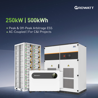 Système de stockage d'énergie industriel 250 kW 500 kWh AC-Coupled pour l'arbitrage point de crête et hors point de crête, IP65, avec BMS intégré, Wi-Fi et AFCI