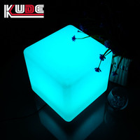 Tabouret cube LED étanche IP65 40 cm, rechargeable, lumineux RGB, table carrée pour extérieur, jardin, resort, boîte de nuit, mobilier LED