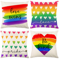 Housse de coussin ChamXue imprimée cœur coloré style nordique en polyester pour canapé, salon, chambre à coucher