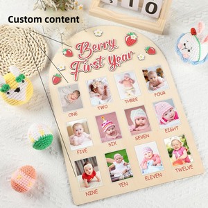 Personnalisation de motifs personnalisés Tableau photo d'étape de croissance annuelle pour enfants Jalon de comparaison de croissance pour enfants - Product Image 1