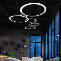 Lustre suspendu LED en fer, design creux, pour bureau et centre commercial, lumière de plafond à intensité variable, CRI élevé 85