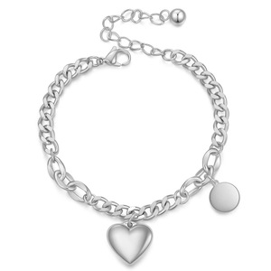 Bracelet réglable en acier inoxydable en forme de cœur pour femmes, chaîne cubaine, bijoux cadeau, or Rose, 15mm - Product Image 4