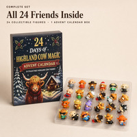 Kalender Advent Sapi Highland 24 Hari Kalender Hitung Mundur Natal dengan 24 Buah Figur Sapi Mini Lucu Figur Sapi Koleksi