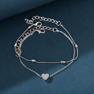 अनुसूचित जाति 2Pcs/सेट चांदी सोना लिंक पैर श्रृंखला पायल गर्मियों में समुद्र तट महिलाओं के लिए दिल मनका पायल लड़कियों - Product Image 6