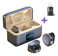 Microphone d'enregistrement mini omnidirectionnel sans fil magnétique Q8 2-en-1 avec boîtier de charge pour diffusion mobile en direct - Grande Vente