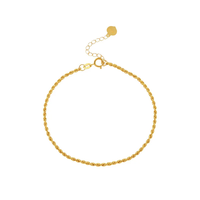 Fabricant de bijoux fins en or AU750 en gros, chaîne torsadée de 1 mm de haute qualité, bracelet en or 18 carats pour femme, cadeau