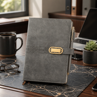 Buku Catatan Kulit PU Hardcover A5 Grosir dengan Logo Custom, Penutup Logam Filigree, Tempat Pulpen, 100 Lembar, Jurnal Rapat, Diary