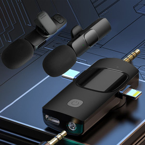 Micrófonos de solapa de transmisión K15, micrófono Lavalier inalámbrico 3 en 1 para transmisión en vivo, micrófono de teléfono para juegos, reducción de ruido, inalámbrico - Product Image 4
