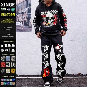 Clothing Manufacturer Digital Skull Print Men 2 Piece Oversized Sweatsuit Streetwear <b>Joggers</b> Sweat Pant Tracksuits for Men - Product Image 1