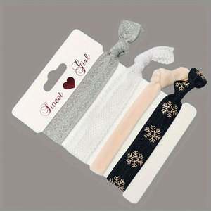 Bracelet de poignet personnalisé avec logo, série Noël, flocon de neige, renne, inscription Joyeux Noël, corde à cheveux nouée, promotionnel - Product Image 4