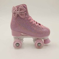 Patins à roulettes Quad extérieurs de haute qualité pour femmes et filles avec roue en cuir synthétique PU avec patins à roulettes clignotants légers et PVC