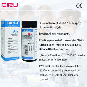 Dirui A10 Hızlı Test İdrar Analiz Reaktif Şeritleri Lökosit/Nitrit/Urobilinogen/Protein/Ph/Kan/Sg/Keton/<span class=keywords><strong>Bilirubin</strong></span>/Glikoz - Product Image 2