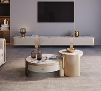 Meuble TV moderne en MDF avec table en marbre et table basse avec tiroir pour salon