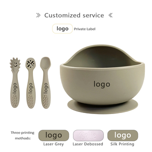 Ensemble de bols d'alimentation pour nouveau-nés avec logo personnalisé et cuillères, ustensiles de table en silicone de qualité alimentaire, faciles à laver - Product Image 5