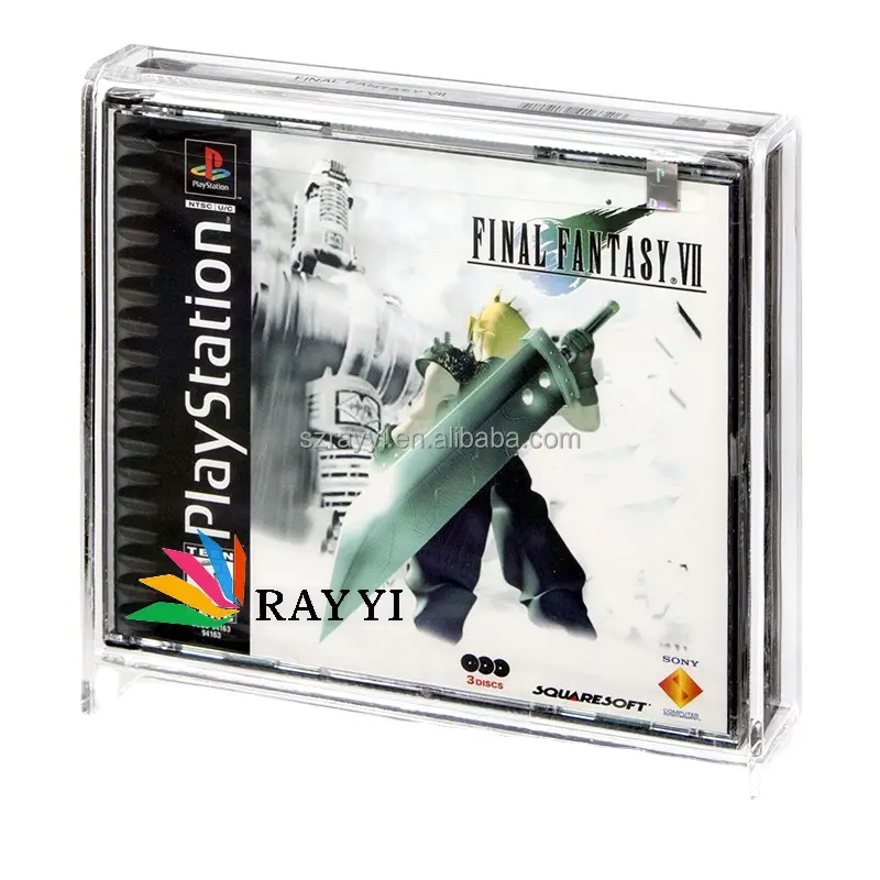 RAYYIアンチUVプレイステーションPS1ダブルCDゲームボックスアクリルディスプレイケースソニープレイステーションレトロビデオゲーム用