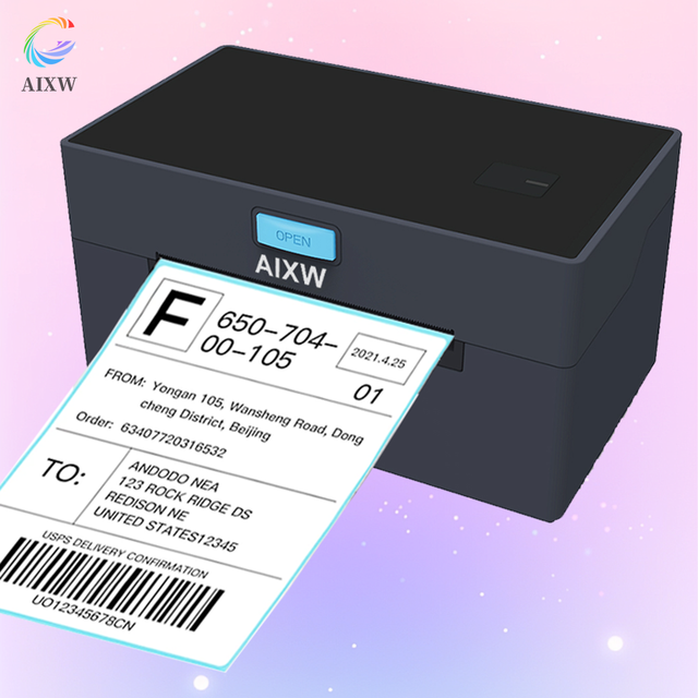 AIXW Desktop Thermal Label Printer Inkless Printer for Sticker Labels Shipping Tags and Small Business Use with Bluetooth