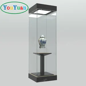 Vitrina de vidrio templado para museo, diseño de escaparate para almacenamiento de museo, exhibición de museo, dinosaurio de fibra de vidrio