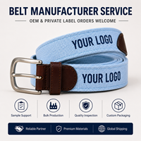 Ceinture en toile brodée personnalisée, ceinture de golf en sangle tissée avec garniture en cuir, boucle à ardillon métallique, ceinture OEM à marque privée