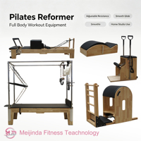 Ensemble de 5 pièces de matériel de Pilates en chêne commercial : Reformer, Cadillac, Table Trapèze, Chaise Wunda, Barrel d'échelle, Boîte de rangement robuste pour équipement de colonne vertébrale