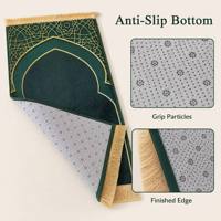 Tapis de prière musulman en velours diamant personnalisable, vente directe usine, avec dos antidérapant à pois et pompons