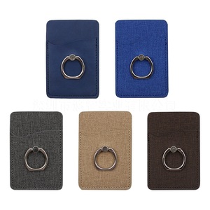 Coque arrière de téléphone en cuir PU en stock, porte-cartes, anneau de maintien, autocollant pour téléphone, support de téléphone mains libres, cadeau avec logo. - Product Image 5