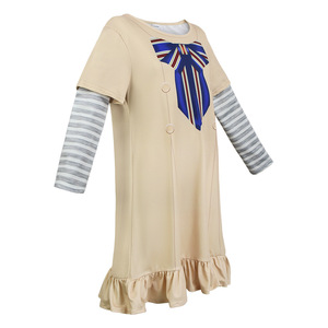 Vestido de cosplay M3GAN color caqui con estampado de corbata azul, disfraz para niñas para juegos de rol de anime - Product Image 4